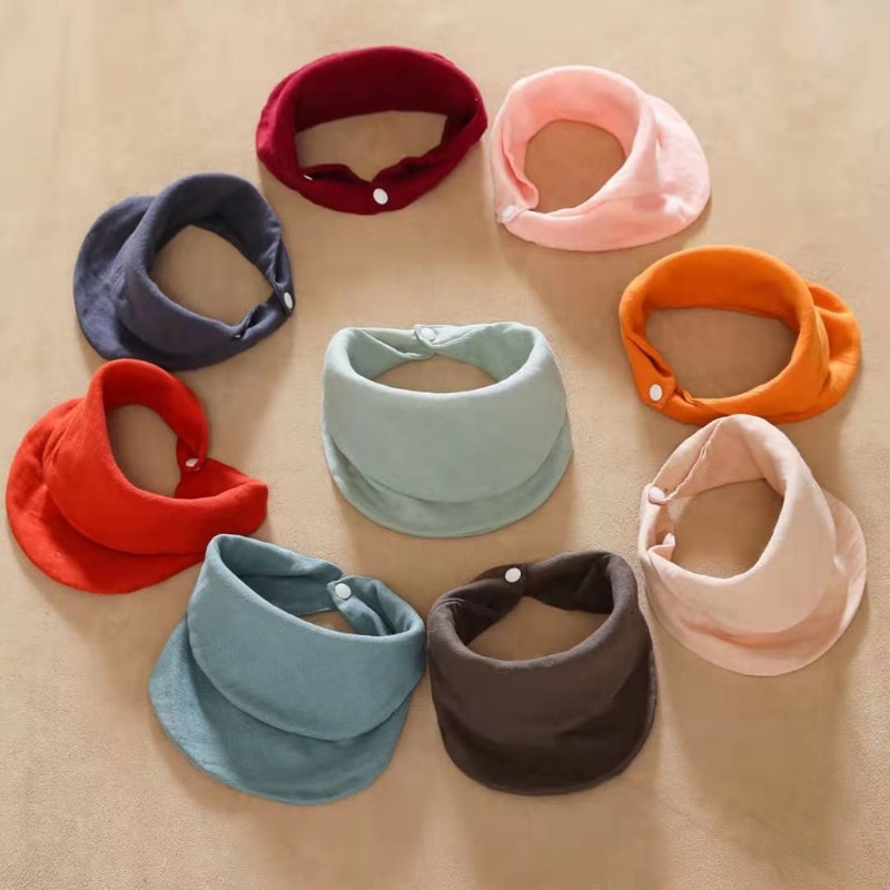 Baby Infant Cotton Gauze Bib Newborn Solid Color Triangle Scarf Feeding Saliva Towel Bandana Burp Cloth Boy Girl Shower Gifts