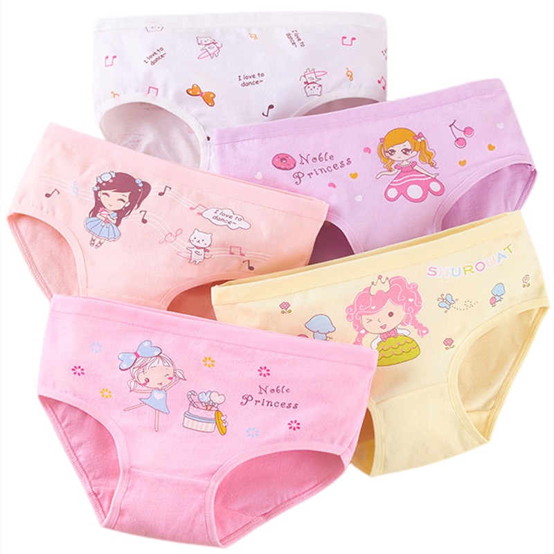 Girl Cute Design Lace Briefs Quality Cotton Soft Kids Underwear Size 3T-10T Children Underpants 4pcs/Lot Healthy Brief Boxers