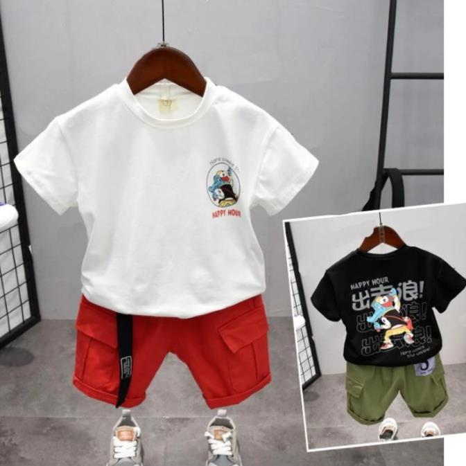 Baby Boy Summer Clothes Set Cartoon Printed Short Sleeve T-Shirt + Pants 2PCS For Toddler Kids Clothing Boy Suit 2-6Years