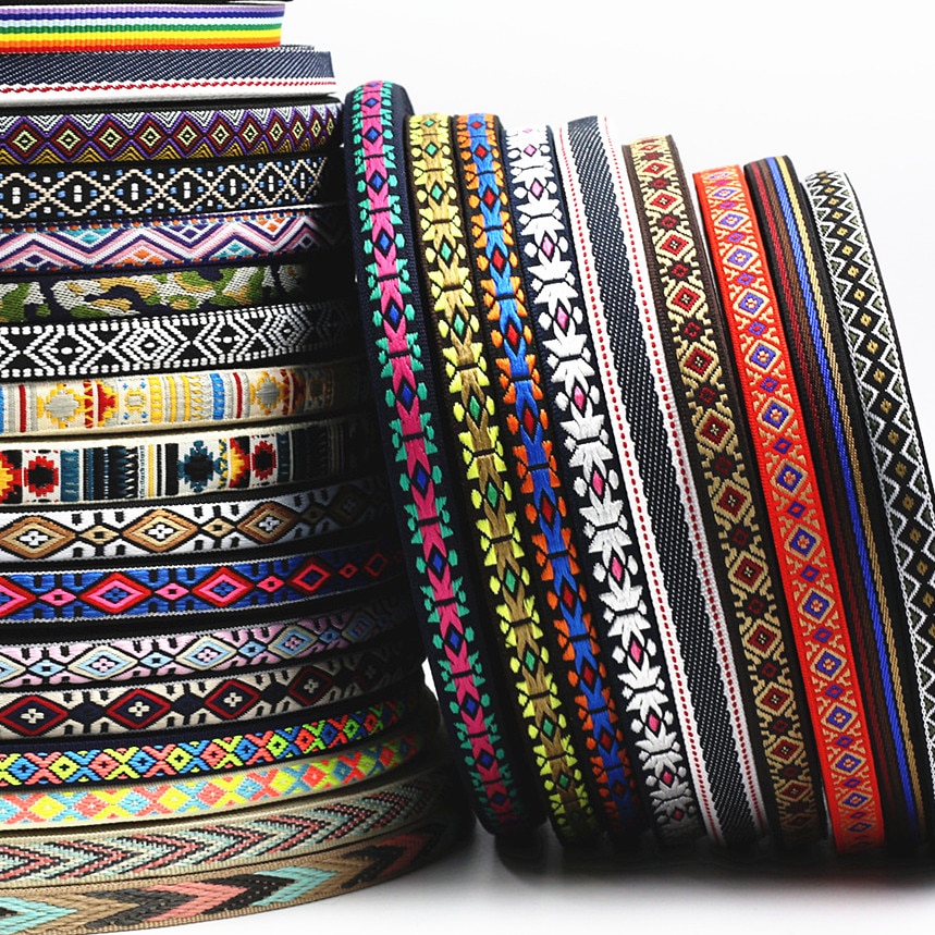 5 Yards 1/2 “10MM ~ 13MM Bestickt Jacquard Bänder Trim Dekoration Für Pet Halsbänder Kleidung Spitze