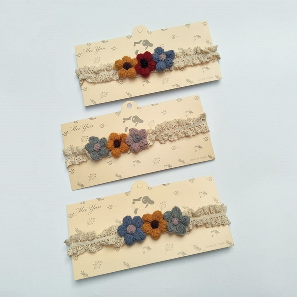 1 PCS Fashion Handmade Knitting Wool Flowers Headband DIY Infant Clothing Decoration Sweet Baby Hair Accessories Holiday Gifts
