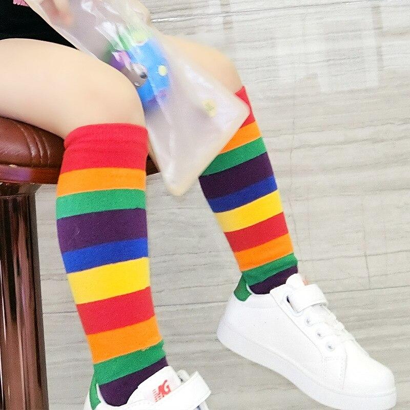 Kids Colorful Socks Toddlers Girls Candy Color Striped Sock Baby Knee High Socks Girl Boy Socks for Children Girls Long Socks