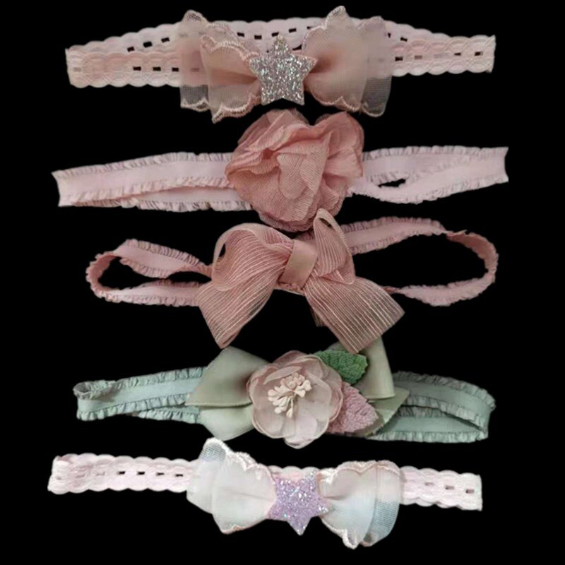 5Pcs/Lot Lace Flower Baby Headband Princess Elastic Floral Kids Baby Girl Headbands Turban Children Hair Band Haarband