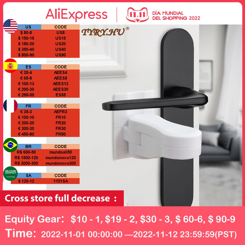TYRY.HU Door Lever Lock, Baby Proofing Door Handle Lock,Childproofing Door Knob Lock Easy to Install and Use 3M VHB Adhesive