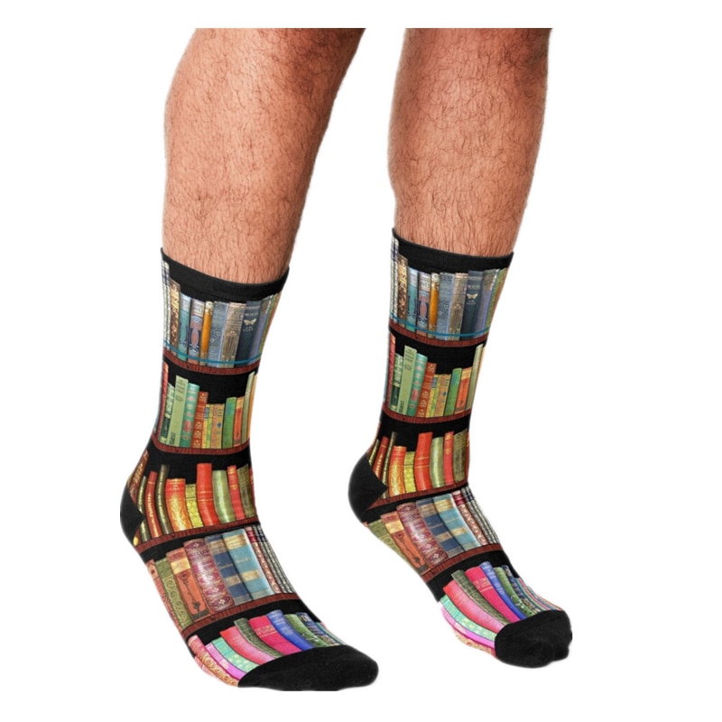 Funny Men's socks Jane austen antique books Pattern Printed hip hop Men Happy Socks cute boys street style Crazy Socks for 