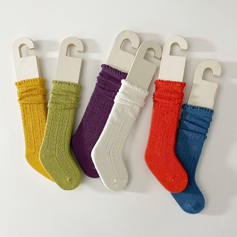1-8Years New Children Cotton Socks For Girls Frilly Sock Knee High Toddlers Long Socks Hollow Out Infant Baby Floor Sock
