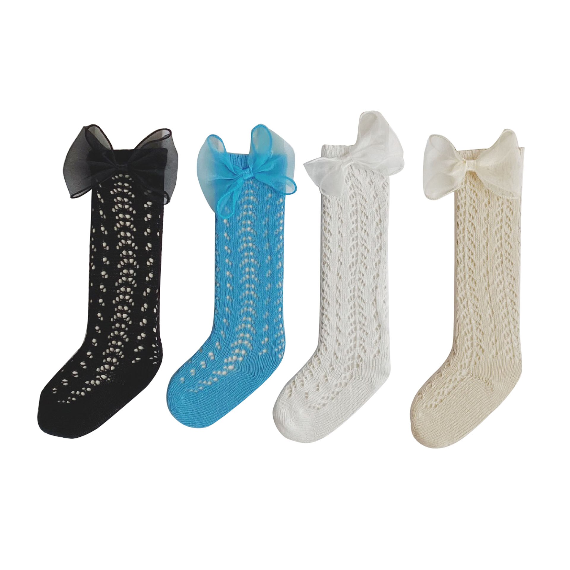 Baby Toddlers Girls Socks Solid Breathable Mesh Cotton Socks Newborn Medium Tube 3/4 Knee High Socks for Girls