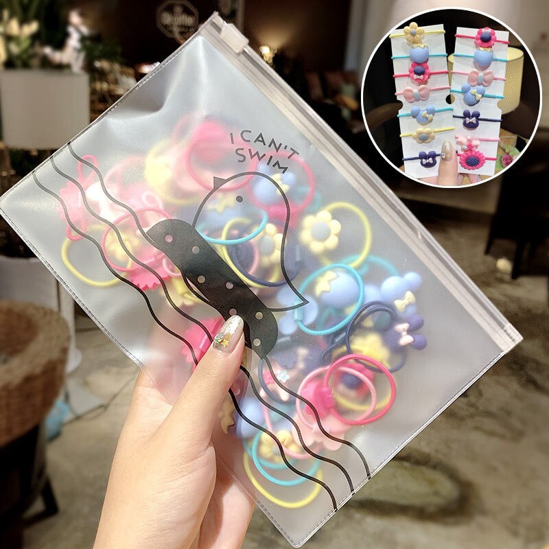 20/200pcs/lot Children Solid Color Rubber Elastic Hairband Infant Cute Cartoon Hair Rope Hairstyle Design Tools Kids Accessories