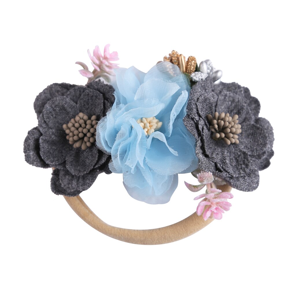 Artificial Flower Headbands For Baby Girls Soft Nylon Elastic Baby Headband Thin Hair Bands Girls Party Prop Hair Accessories
