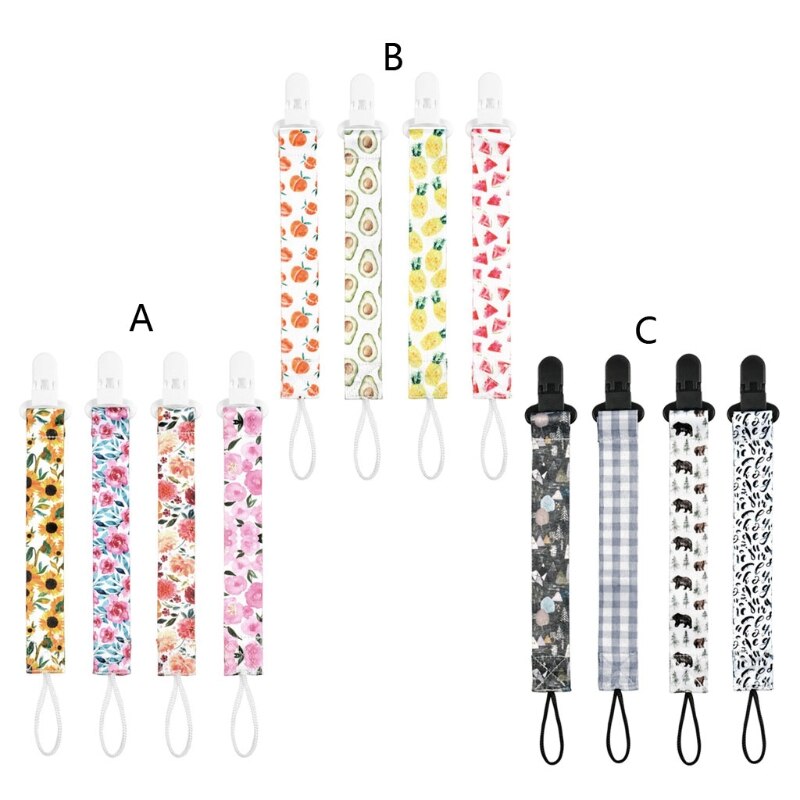 4 Pcs/Pack Dummy Clips Baby Pacifier Clips Pacifier Holder Straps for Girls Plastic Teething Clips