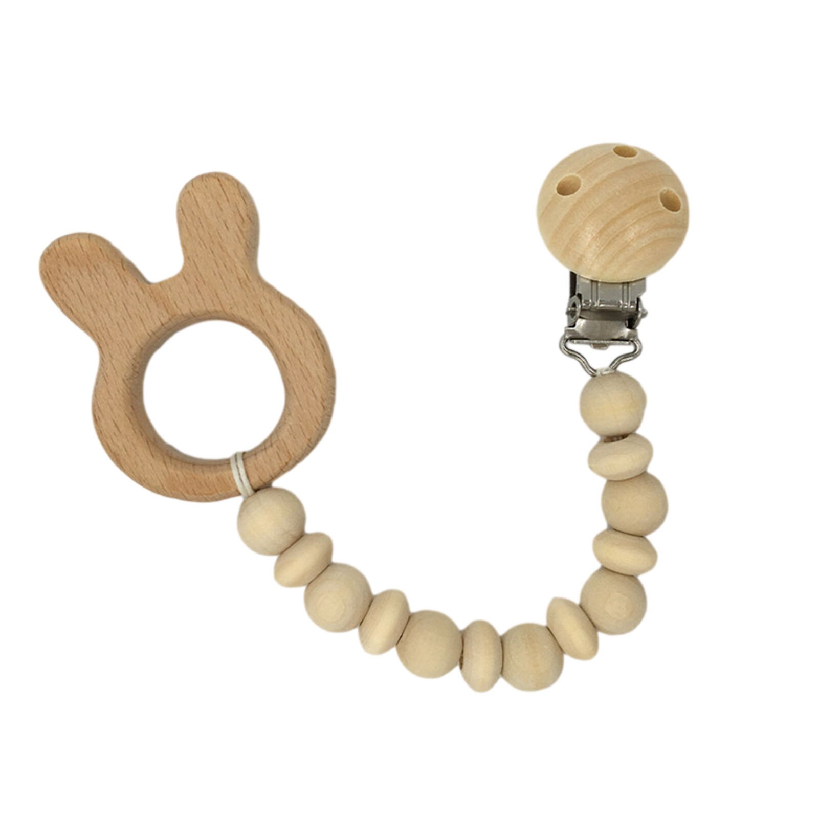Wooden Pacifier Chain Pacifier Clip Holder Wood Soother Chain Baby Natural Teether Toy