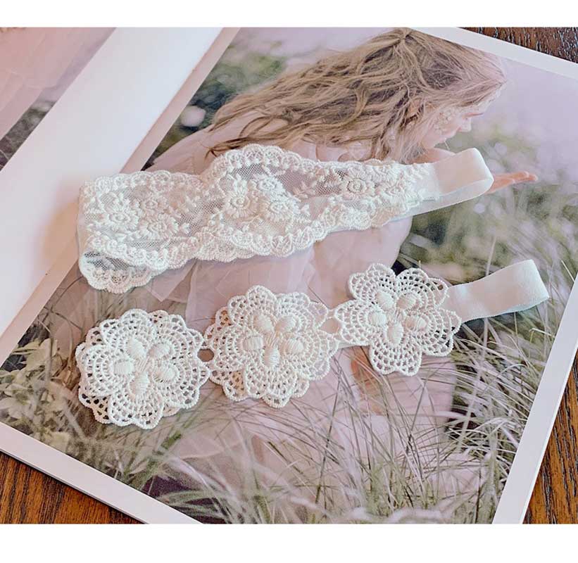 2021 Baby Lace Girls Nylon Hairbands Pearl Flowers Headband Mesh Infant Princess Hair Accessories Turban Newborn Phtot Props