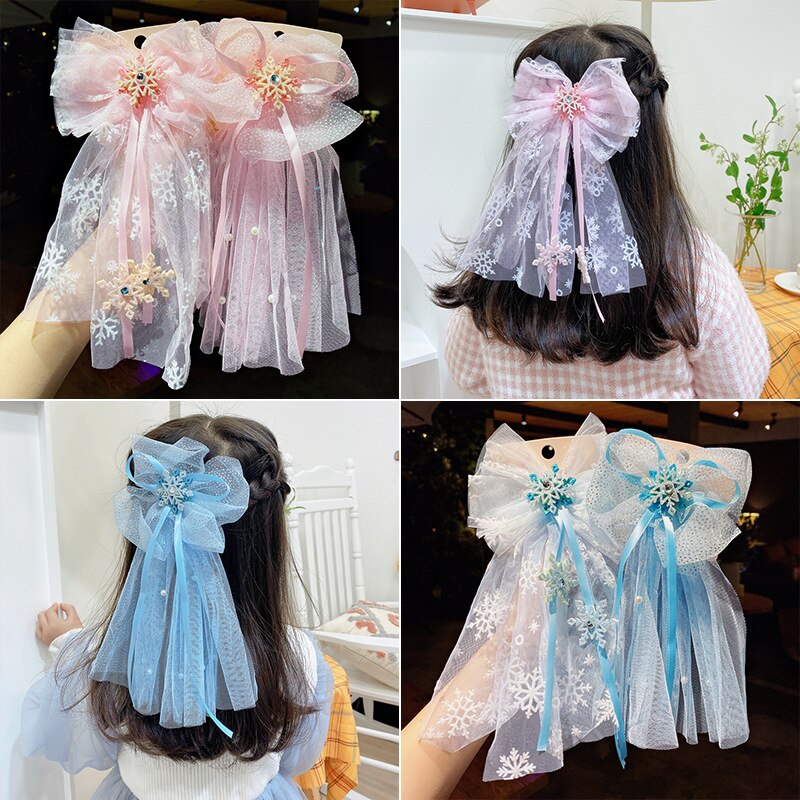 1pc Kids Girls Hairband Bow Princess Veil Headband Hairpin Stage Props Children's Birthday Gift Headwear Hair Accessories