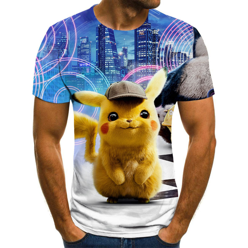 New 2021 Cute Interesting Men Women T Shirt Pokemon Print Polyester 3D T-Shirt Summer Harajuku Boys Animation Clothing