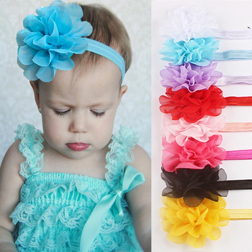XCQGH Kids Baby Girl Chiffon Flower Girl Headband Princess Hair Band for Newborn Infant Hair Accesssories