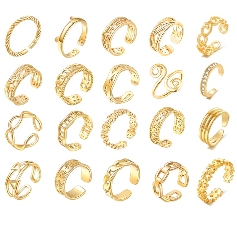 Adjustable Open Size Toe Rings for Women Girl Wave Heart Shape Summer Beach Foot Jewelry Multiple Designs DIY Small Size