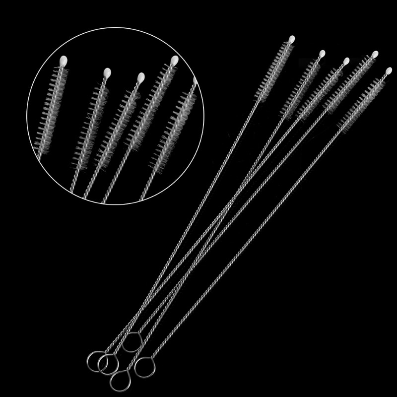 Baby Milk Feeding Bottle Drink Water Cup Straw Washing Brush Cleaner Stainless Steel Handle Spiral Soft Hair Cleaning Tool 5pcs