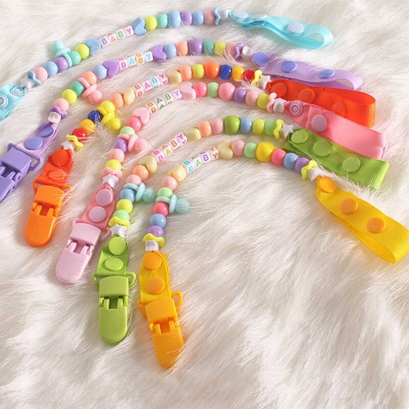 Silicone Beads Pacifier Chains Baby Teething DIY Nursing Pacifier Clips Holder Kids Toddlers Teether Chain Beading Toys Clip