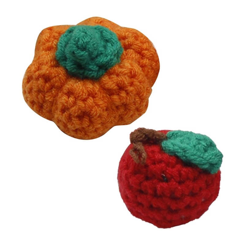 Handmade Crochet Pumpkin/Fruit Chewable Knitting Wool Beads DIY Baby Pacifier Chain Accessories Infant Newborns Teether