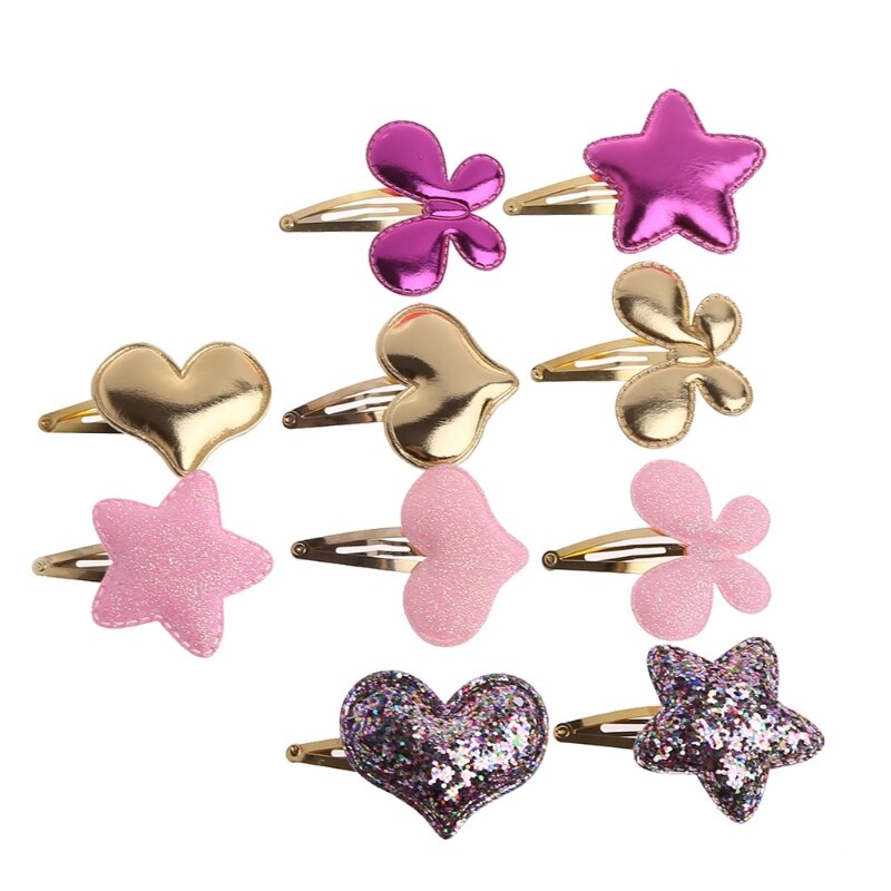 10x Kids Girls Baby Butterfly Hearts Stars BB Hair Clip Hairpin Hair Accessories Baby Hair Clip