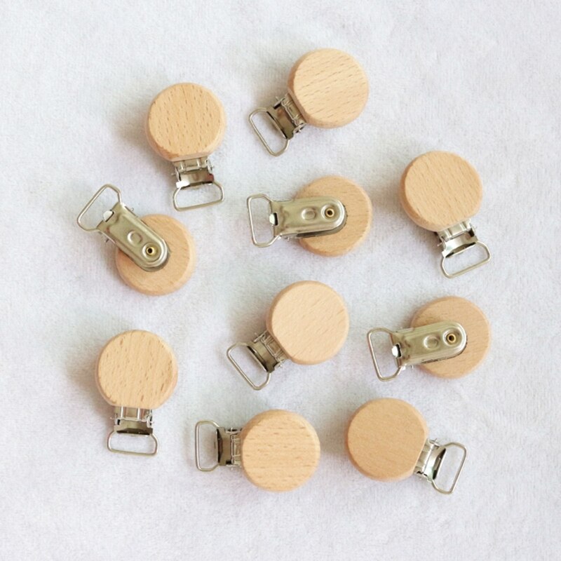 1pc Pacifier Chain Clip Wood Teething Chain Clip Baby Teether Soother Holder