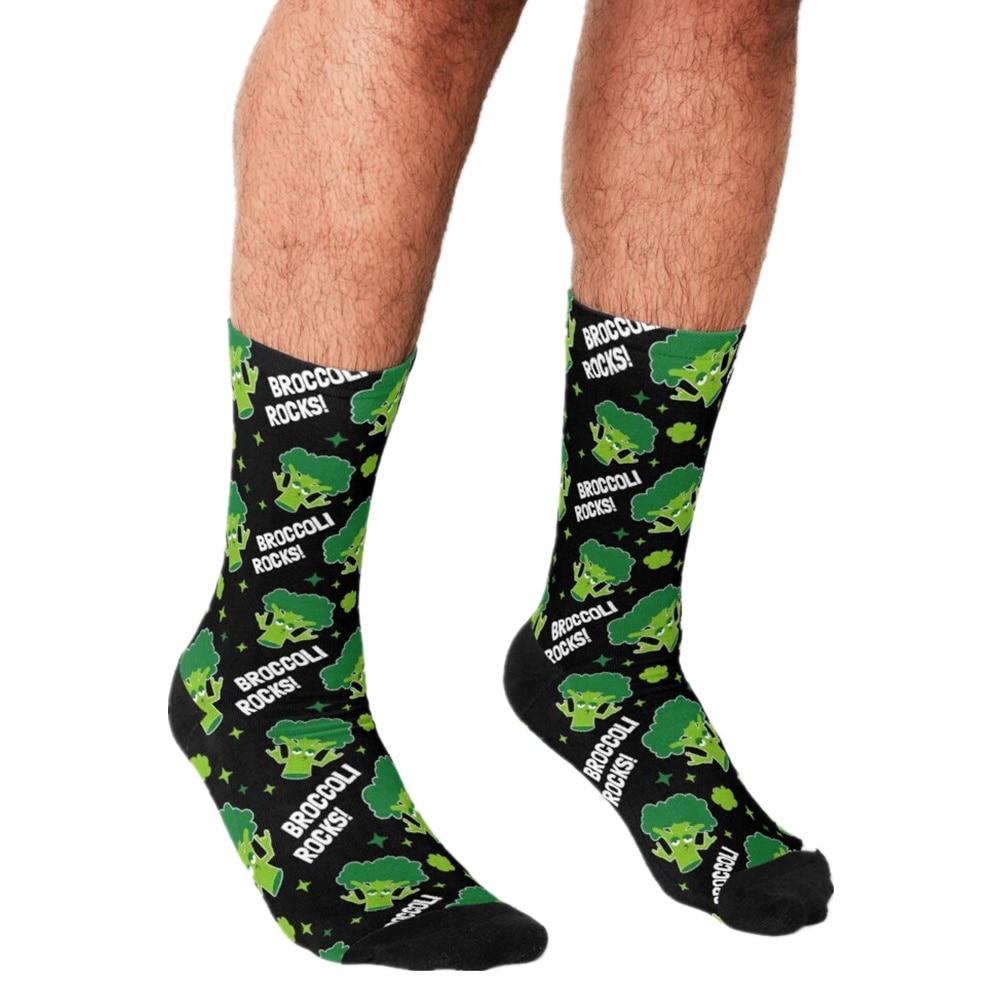 Funny Men's socks Funny Vegan Broccoli Rocks Pattern Printed hip hop Men Happy Socks cute boys street style Crazy Socks for