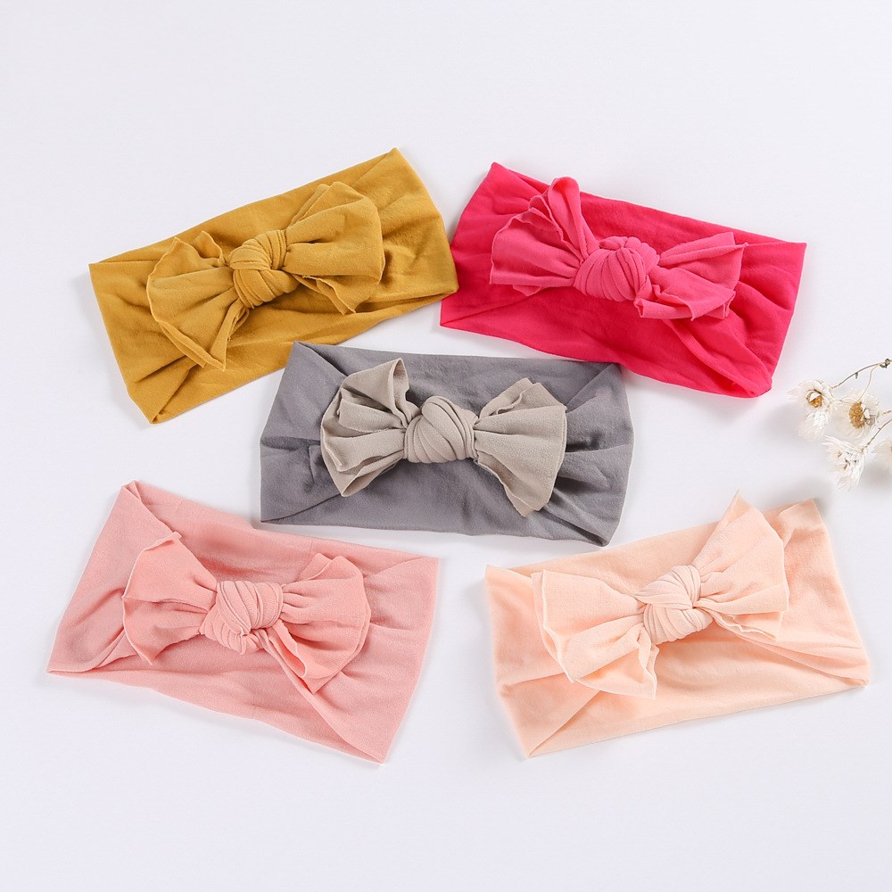 Newborn Bow Headwrap Baby Girl Headband Nylon Bow Knot Baby Hair Band Infant Hair Elastic Turban Kids Hair Accessories