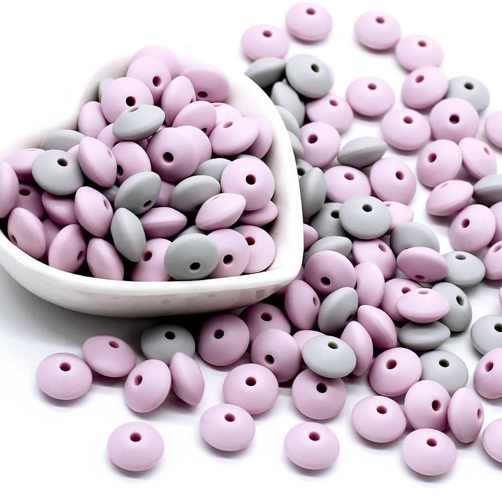 Cute-idea 12mm 20pcs Silicone Beads lentil Pearl Food Grade PBA Free DIY Pacifier Clip Chain Jewelry Baby Teething Beads Teether