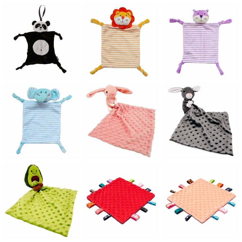 Baby Appease Towel with Colorful Tags Soft Cotton Soother Teether Infants Comfort Sleeping Nursing Cuddling Blanket Toys