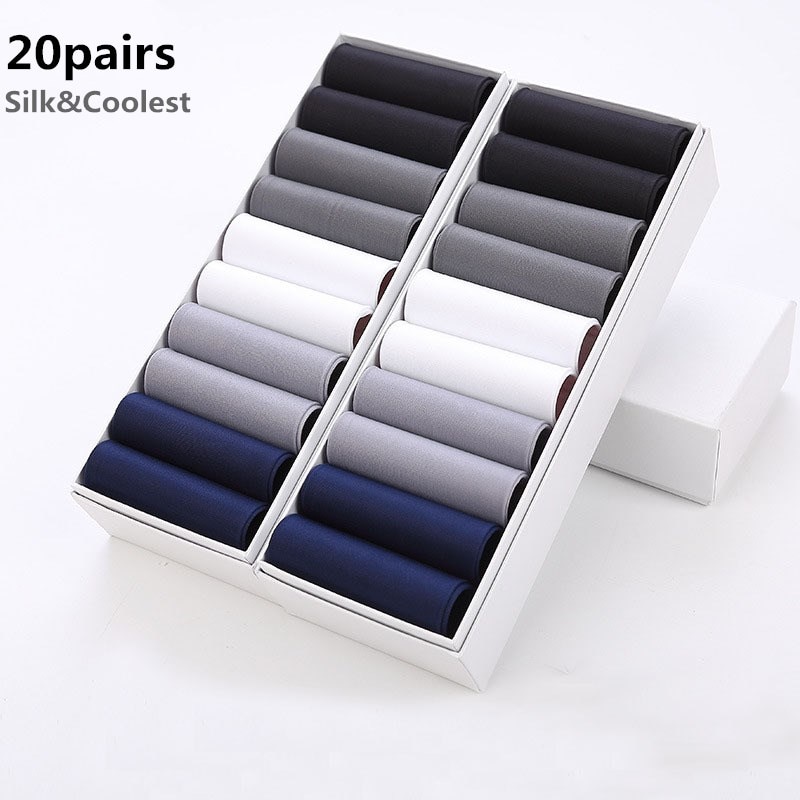 20pairs/Men's Silk Socks High Quality Business Casual Men's Long Socks Summer Thin Transparent Ultra-Thin Men's S