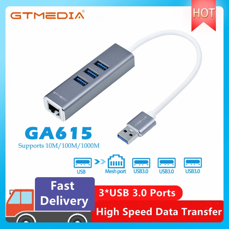 GTMEDIA USB 3,0 Ethernet 1000 Gigabit Ethernet Adapter RJ45 LAN Netzwerk Karte mit 3 USB 3,0 Port