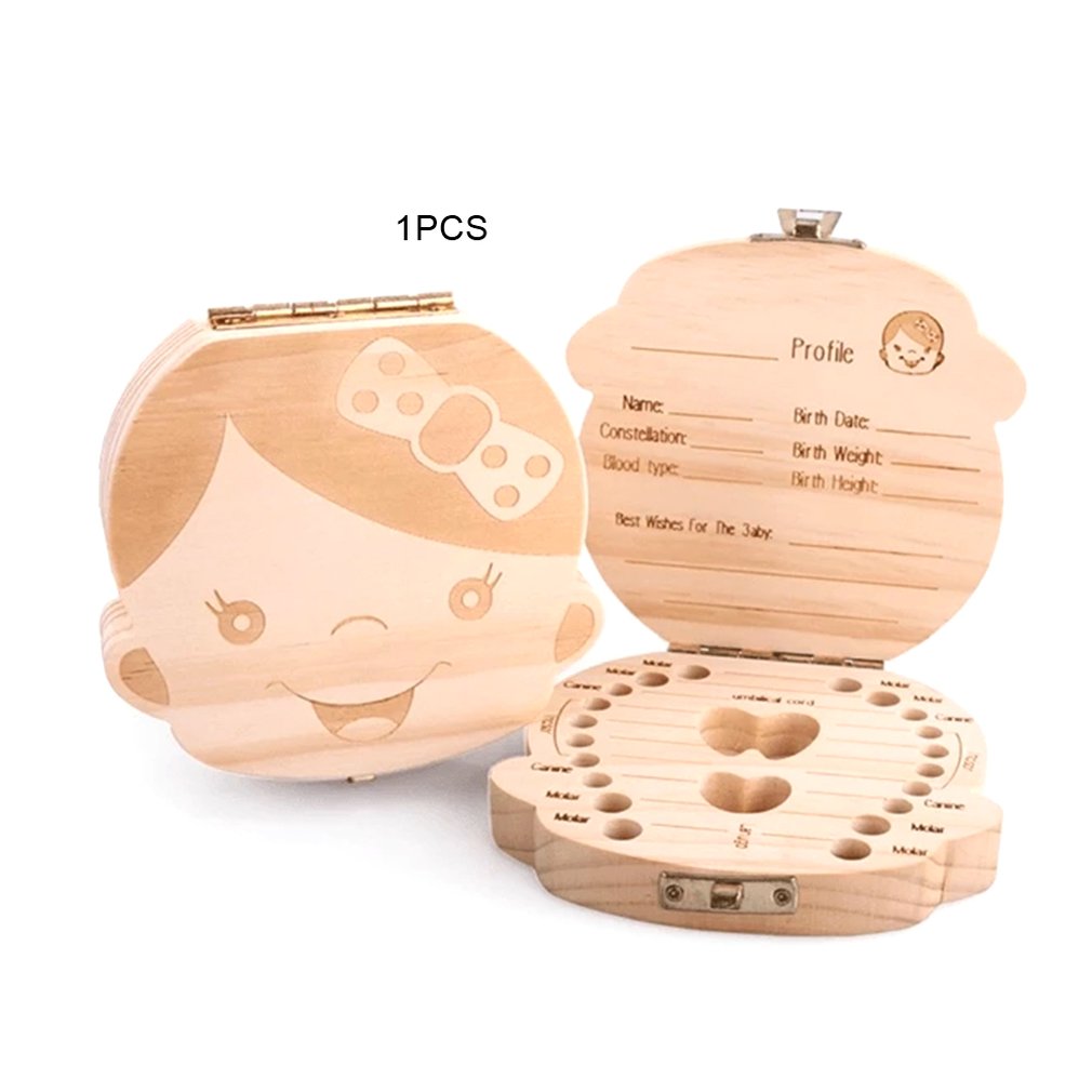 Wooden Baby Hair Deciduous Teeth Storage Box Umbilical Cord Collection Box For Baby Organizer Box For Milk Teeth Wooden Gift