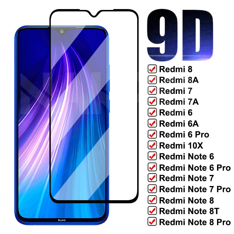 9D Schutz Glas Für Xiaomi Redmi Hinweis 8T 8 7 6 Pro Gehärtetem Screen Protector Redmi 8 8A 7 7A 6