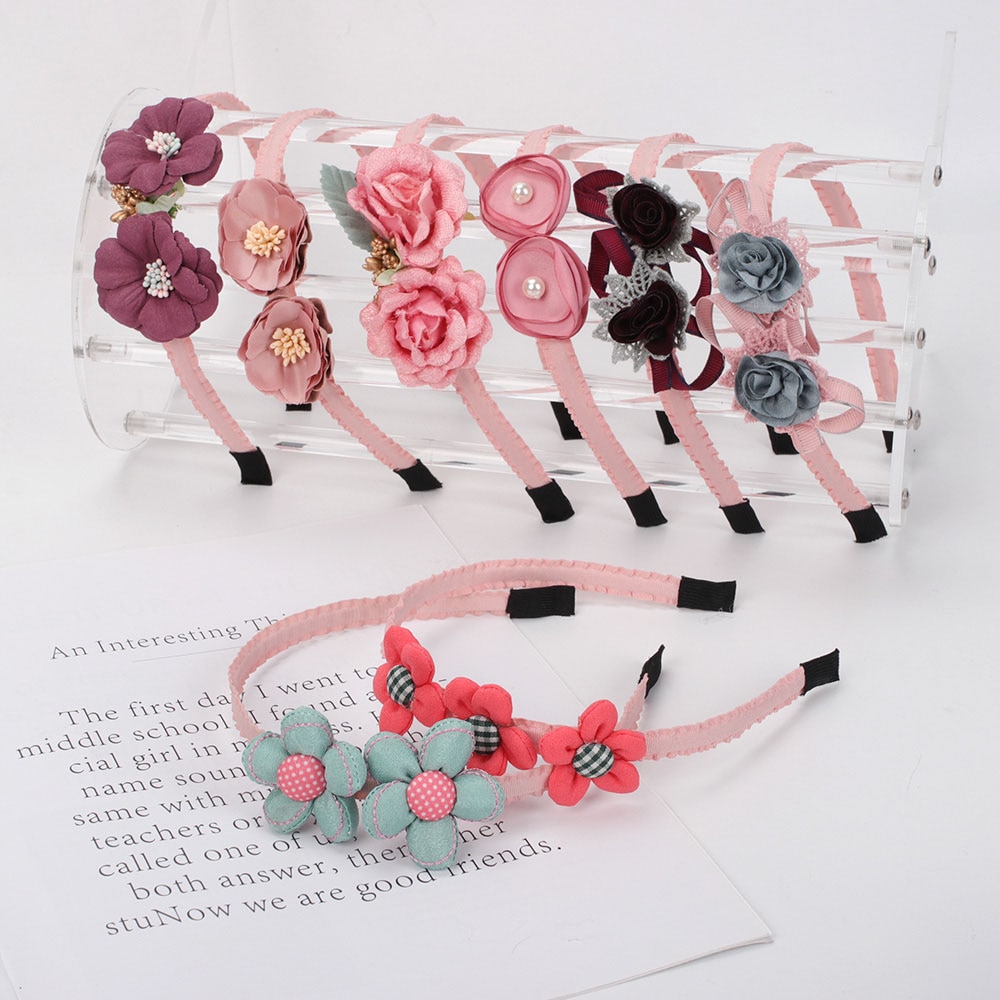Baby Flowers Headband for Girls Korea Blue Tie Winding Cloth Pink Hair Hoop Hair Band Kids Hair Accessories diademas para niñas