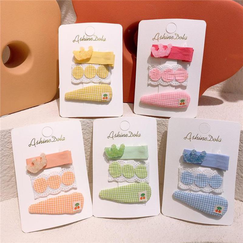 Cute Hair Pins For Girls Fashion Plaid Print Hair Clips For Girls Barrettes Kids Birthdya Wedding Party Hair Wear 3 Piece/set