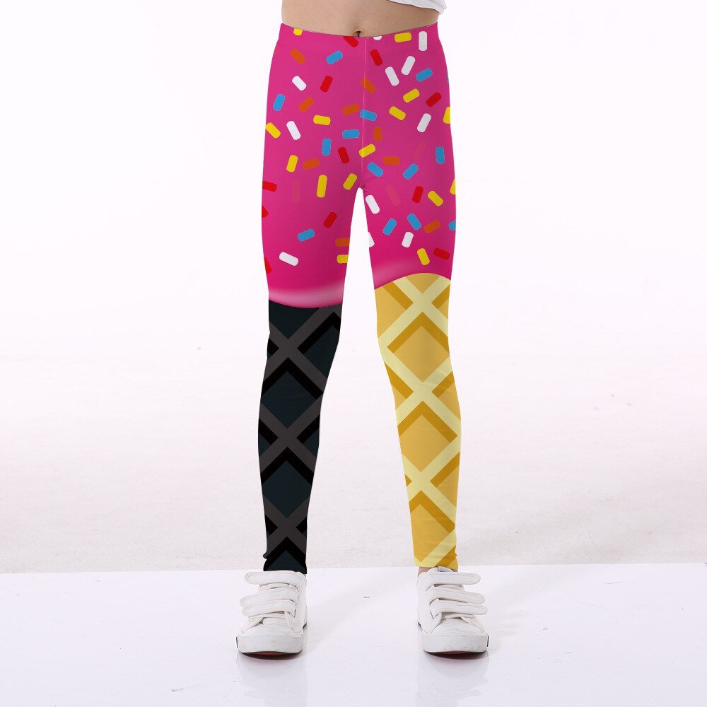 Kids Girls Stitching Color Leggings 2021 New Arrival Digital Printing Leggins Children Princess Fitness Yoga Pants Sport Clothes