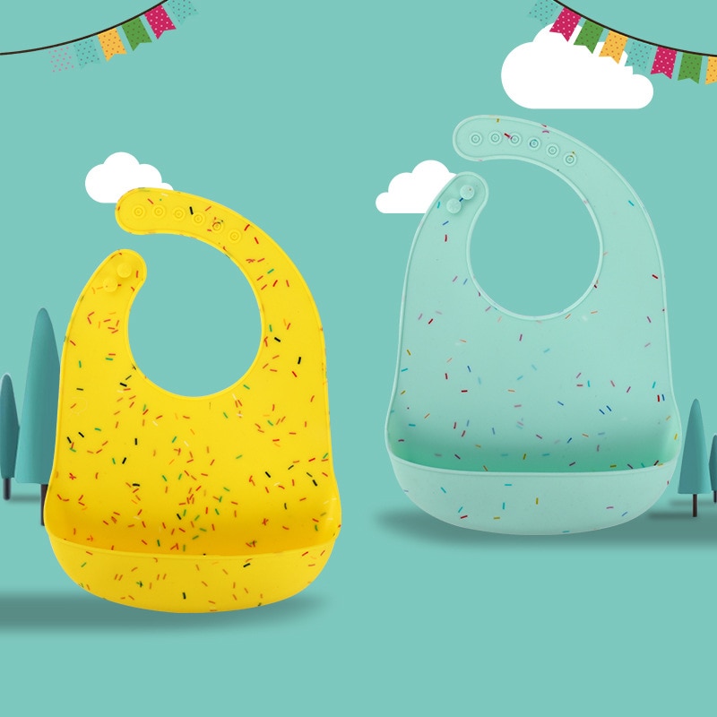 Food Grade Silicon Waterproof Adjustable Portable Baby Bibs Solid Food Self Feeding for Child Toddler Infant Kids Children Gift