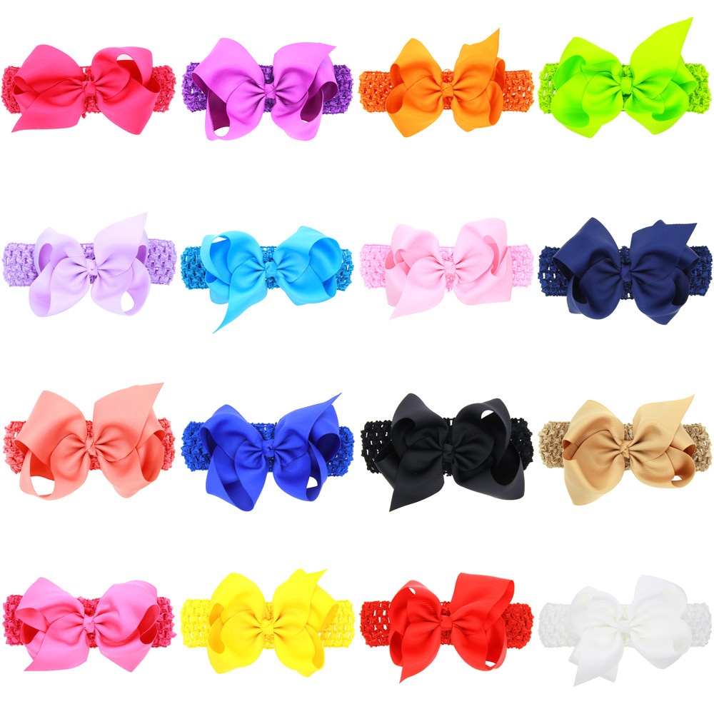 Fashion Grosgrain Ribbon Bows Infant Hairband Solid Color Knitting Hollowed Headband Newborn Hair Accessories Party Decoration