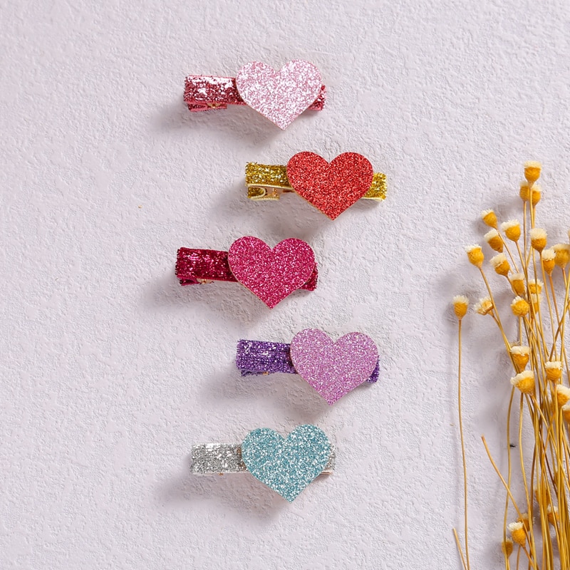 2Pcs Haar Spelden Hair Clips For Baby Girls Love Sequins Felt Cloth Hair Accessories Children Side Clip Frozen Hairpin Kids Pin