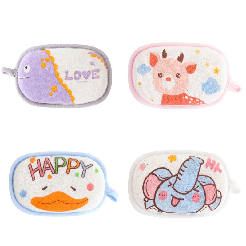 Sponge Baby Bath Brush Newborn Bath Towel Brush Elephant Soft Cartoon Infant Shower Shampoo Brush Baby Sponge Bath Wash Towel