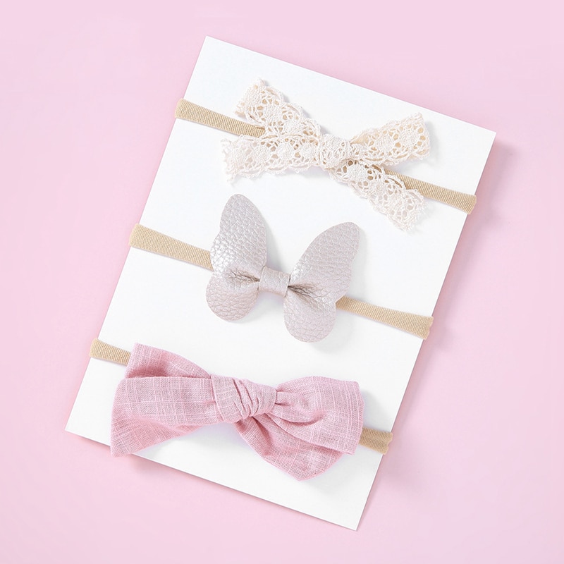 Kids Accessories Baby Headbands Cotton Lace Leather Headband For Girls Elastic Hair Bands Opaska Dla Niemowlaka Bandage 3Pcs/Set