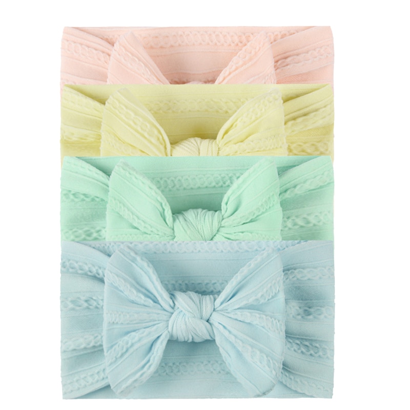 4 Pcs/Set Baby Girl Headband Bows Solid Color Elastic Headbands For Girls Turban Baby Hair Accessories