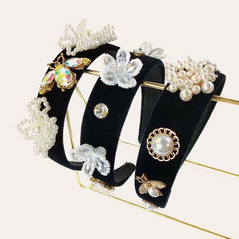 Handmade Rhinestone Headband Women Wedding Bride Jewelry Crystal Hairband Metal Alloy Diamond Pearl Ladie Elegant Hair Accessori