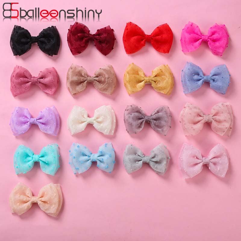 BalleenShiny 2PCS Baby Girls Bow Hairpin Net Yarn Solid Color Hair Accessories Girls Hair Clip for Birthday Gift Photography