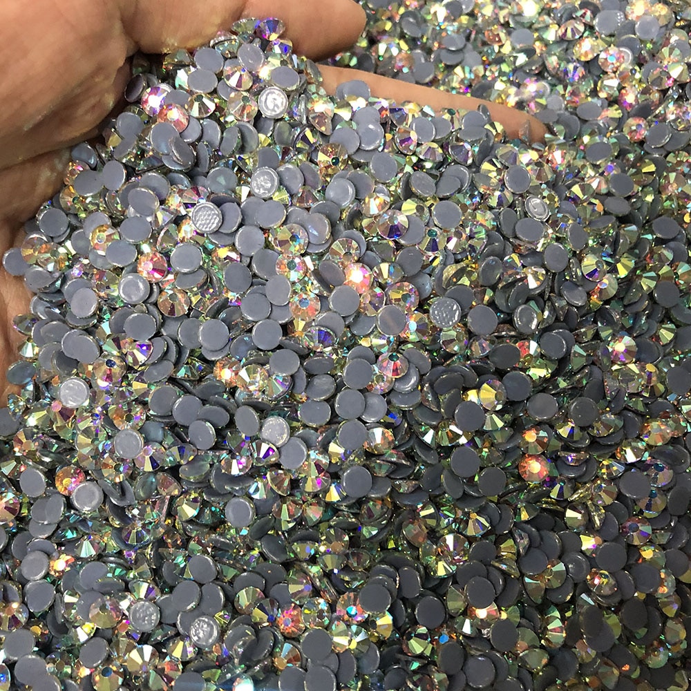 Top Qualität Luxe Klar Crstyal AB Hotfix Strass Super Glanz Glas Strass Eisen Auf Kristall Hot fix