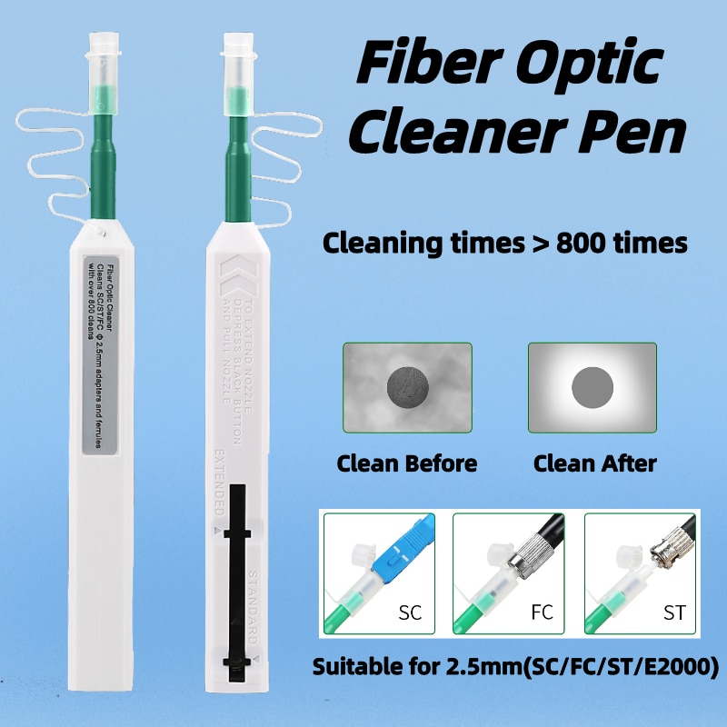 SC/FC/ST 2.5mm Fiber Optic Cleaning Pen LC/MU 1.25mm One-Click Cleaning Fiber Cleaner Tools Optical Fiber Connector Cleaner