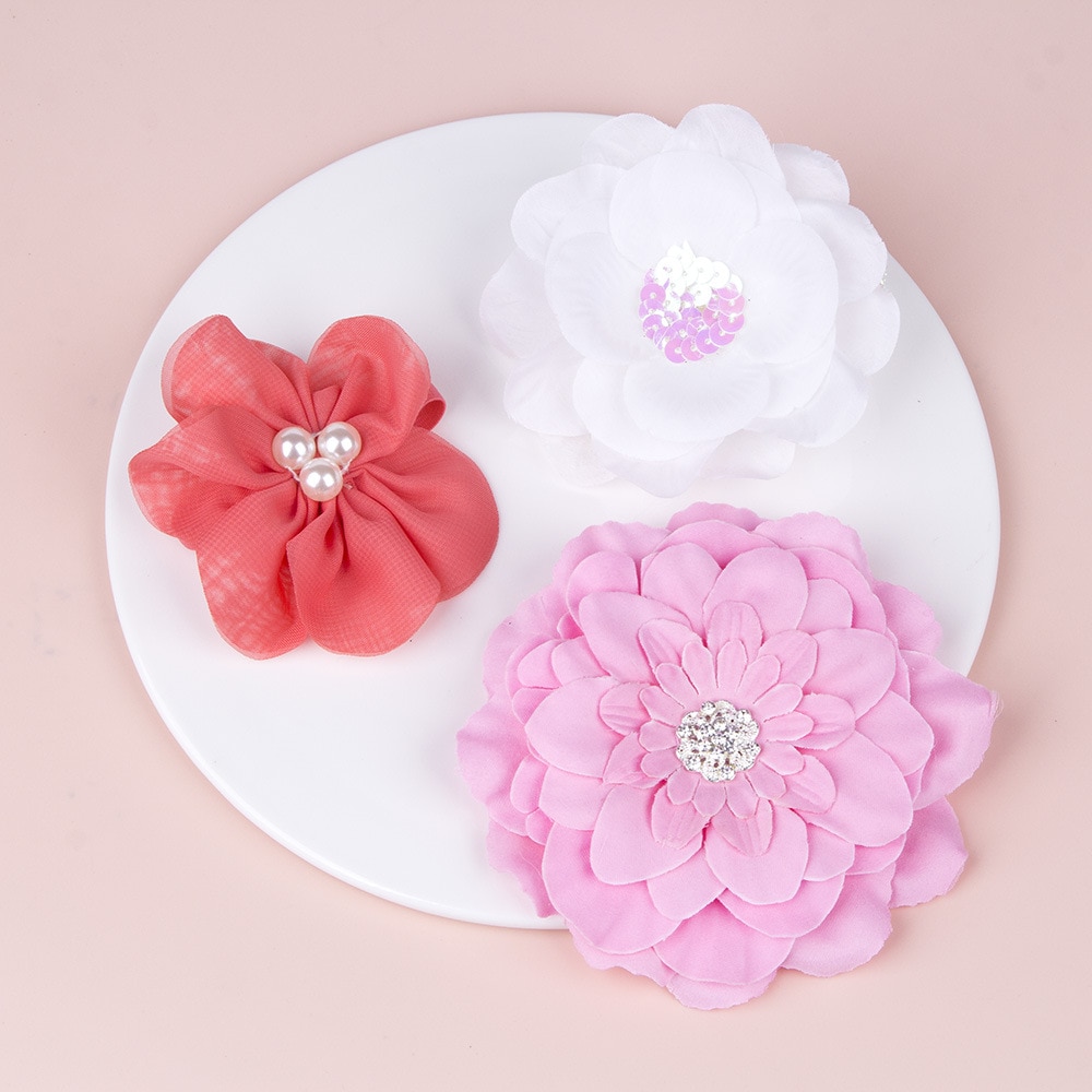 3pcs/lot Cute Heart-shaped Rose Flower Elastic Hairband Fashion Handmade Floral Baby Headband Party Decoration Photography Props