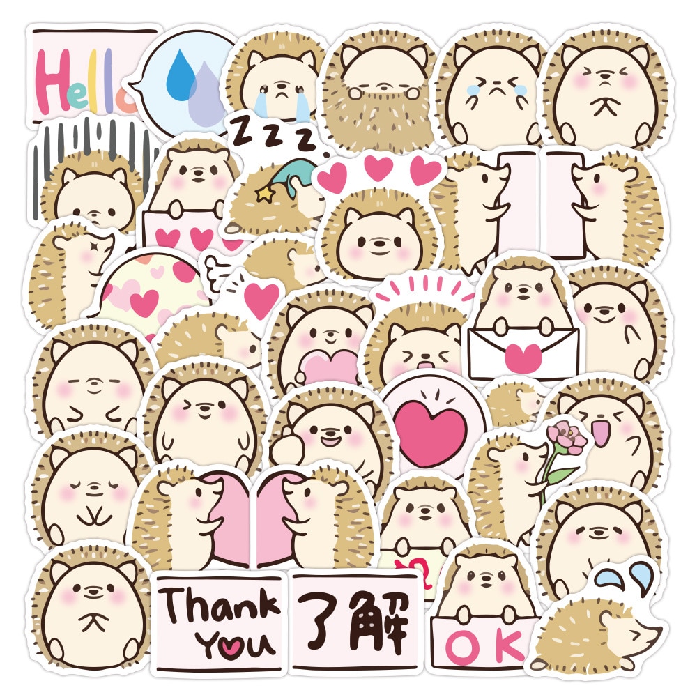 40Pcs/set Little Hedgehog Stickers Cartoon PVC Waterproof Sticker for Laptop Computer Skateboard Luggage Freddy Stickers