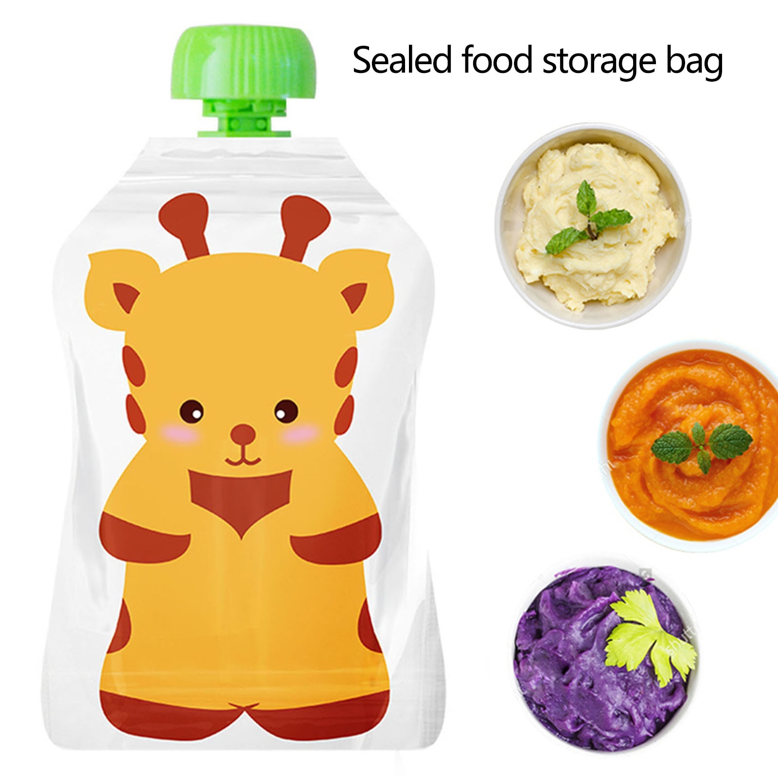8pcs Reusable Food Storage Bag,Yogurt, Milk Pouches, Refillable Kids Toddlers Supplementary Food Squeeze Bottle Random
