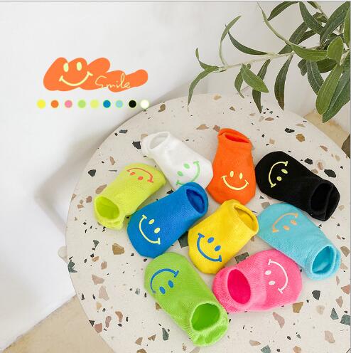 1-8Year 4Pairs Pack 2022 spring and summer new smiley print socks kids children's invisible boat socks